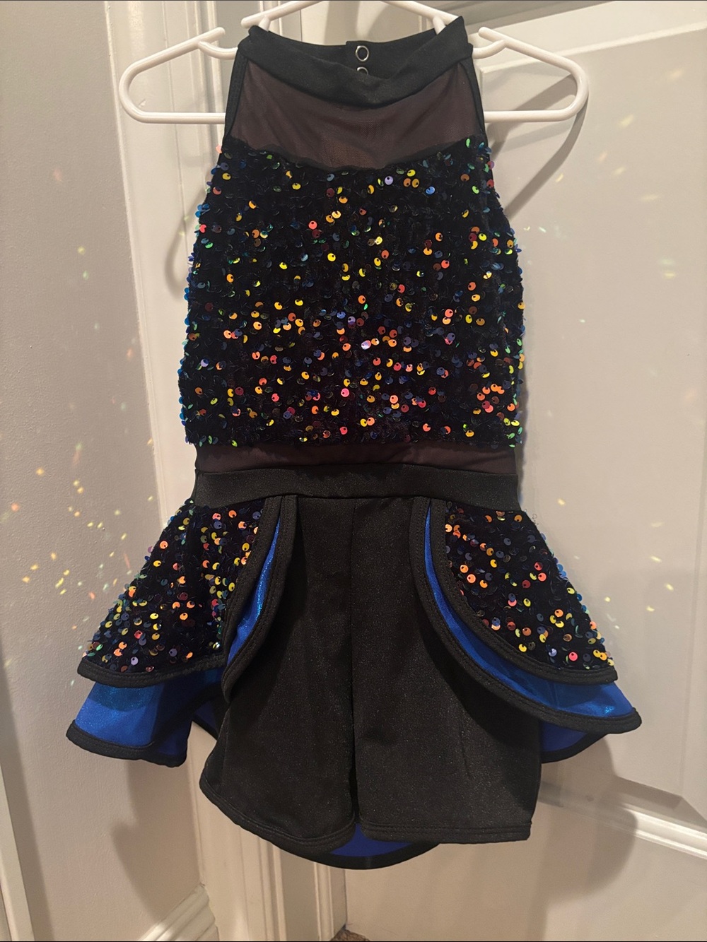 Revolution Black Dance Costume with Multicolor Sequin Accents MC